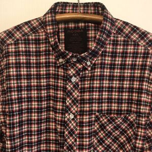 RQQBA Men's XXL Heavy Flannel Shirt Button Down LS Pocket Red Navy White NWOT